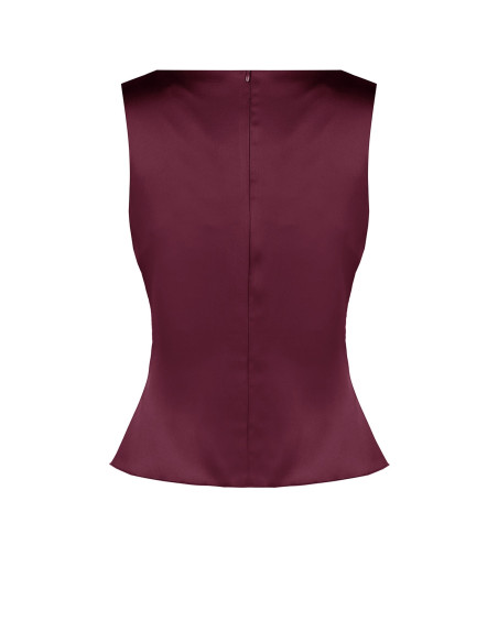Top cintré en satin avec encolure bateau et drapé sur le côté Rinascimento