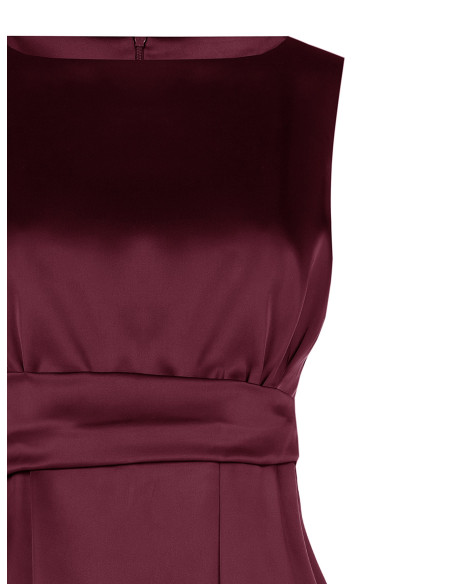 Top cintré en satin avec encolure bateau et drapé sur le côté Rinascimento