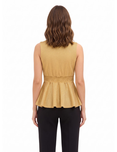 Top péplum en lurex à effet pailleté avec encolure en V Rinascimento