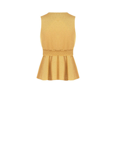Top péplum en lurex à effet pailleté avec encolure en V Rinascimento