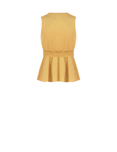 Top péplum en lurex à effet pailleté avec encolure en V Rinascimento