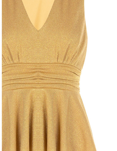 Top péplum en lurex à effet pailleté avec encolure en V Rinascimento