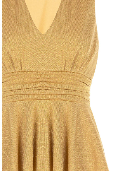 Top péplum en lurex à effet pailleté avec encolure en V Rinascimento