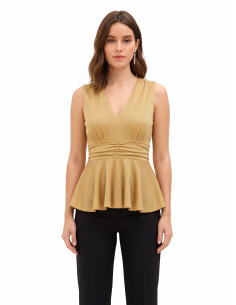 Peplumtop van lurex met glittereffect en V-hals Rinascimento