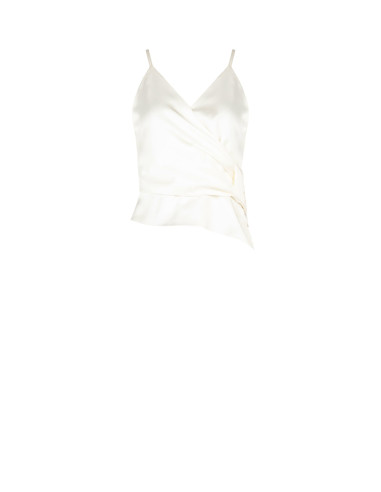 Crop top en satin avec encolure en V croisée et nouée sur un côté Rinascimento