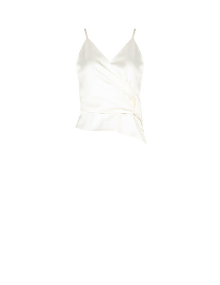 Crop top en satin avec encolure en V croisée et nouée sur un côté Rinascimento