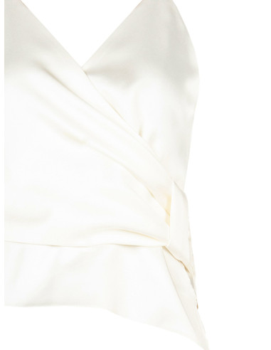 Crop top en satin avec encolure en V croisée et nouée sur un côté Rinascimento