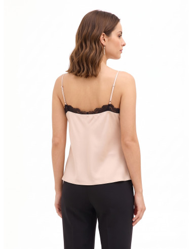 Top fluide en satin avec détails en dentelle Rinascimento