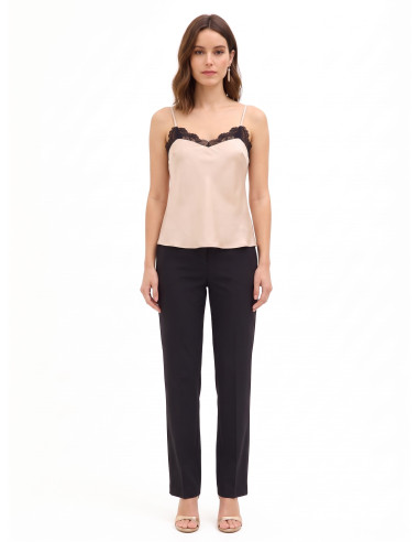 Top fluide en satin avec détails en dentelle Rinascimento