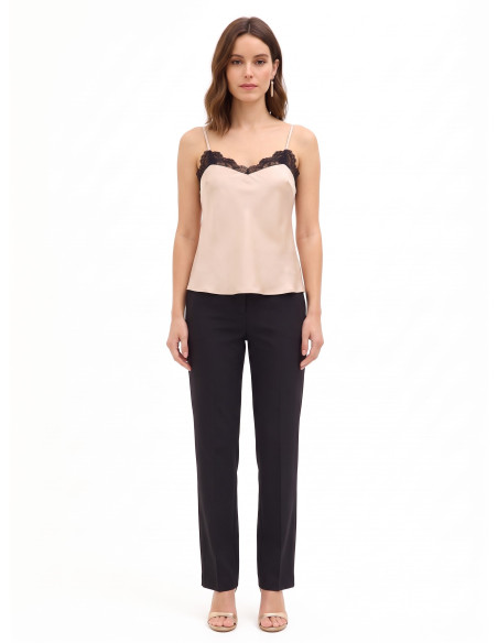 Top fluide en satin avec détails en dentelle Rinascimento