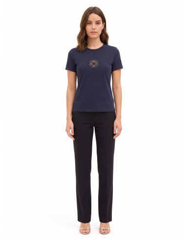 T-shirt regular en coton mélangé avec logo brodé Rinascimento