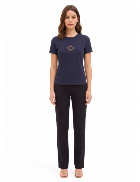 T-shirt regular fit van katoenmix met geborduurd logo Rinascimento