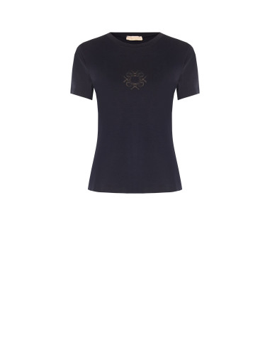 T-shirt regular fit van katoenmix met geborduurd logo Rinascimento