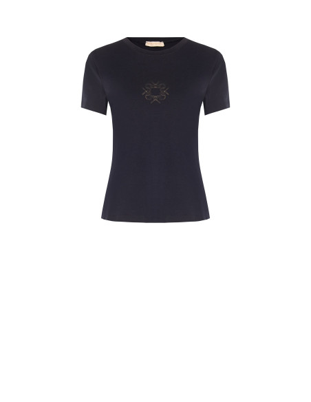 T-shirt regular fit van katoenmix met geborduurd logo Rinascimento