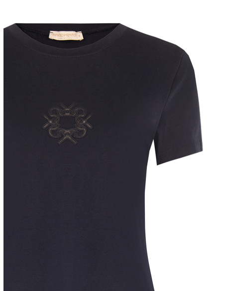 T-shirt regular fit van katoenmix met geborduurd logo Rinascimento