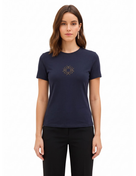 T-shirt regular en coton mélangé avec logo brodé Rinascimento