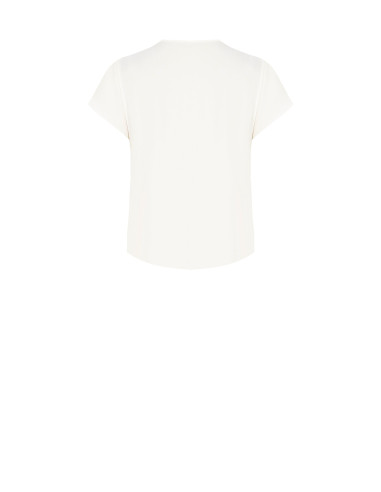 Blouse van mat satijn met V-hals, verweven ketting en sjaaltje Rinascimento