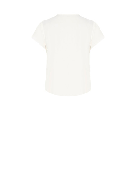 Blouse en satin mat à encolure en V avec chaîne et foulards entrelacés Rinascimento
