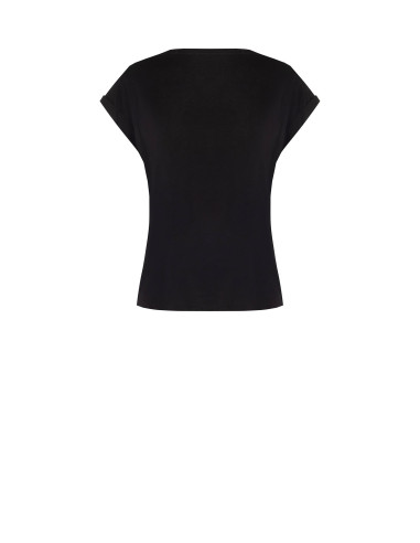 T-shirt regular en coton avec revers aux manches et logo en strass Rinascimento