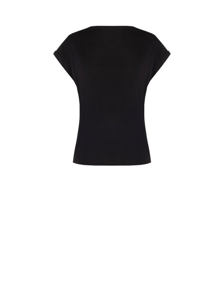 T-shirt regular en coton avec revers aux manches et logo en strass Rinascimento