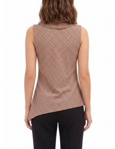Top à carreaux avec col drapé et coupe asymétrique Rinascimento 2