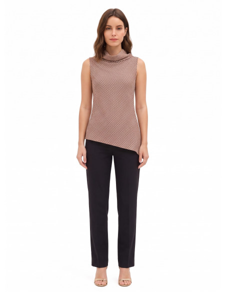 Top à carreaux avec col drapé et coupe asymétrique Rinascimento