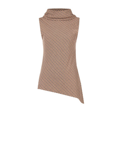 Geruite top met gedrapeerde hals en asymmetrische snit Rinascimento