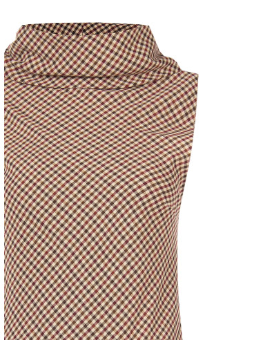 Top à carreaux avec col drapé et coupe asymétrique Rinascimento