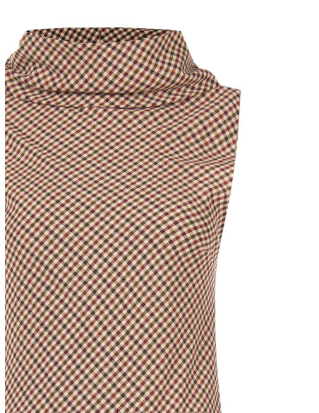 Top à carreaux avec col drapé et coupe asymétrique Rinascimento