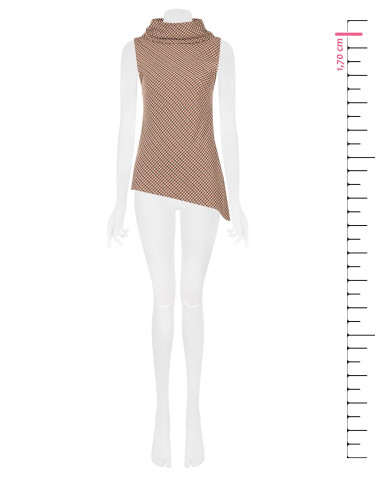 Geruite top met gedrapeerde hals en asymmetrische snit Rinascimento