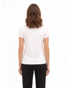 T-shirt regular en coton avec imprimé mode laminé et strass Rinascimento 2