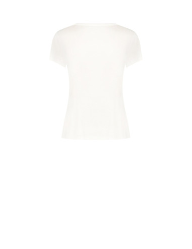 T-shirt regular en coton avec imprimé mode laminé et strass Rinascimento