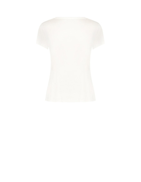 T-shirt regular en coton avec imprimé mode laminé et strass Rinascimento