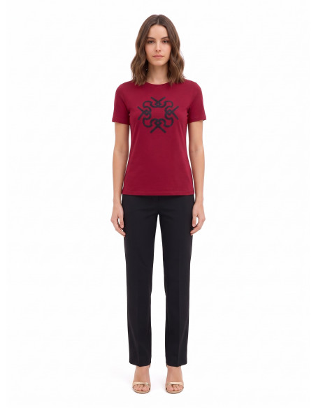 T-shirt regular en coton avec logo imprimé en relief Rinascimento