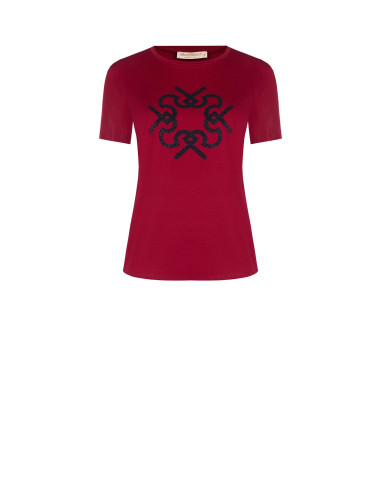 T-shirt regular en coton avec logo imprimé en relief Rinascimento