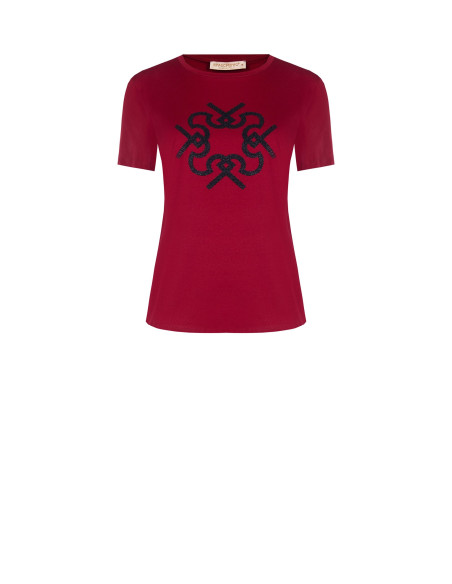 T-shirt regular en coton avec logo imprimé en relief Rinascimento