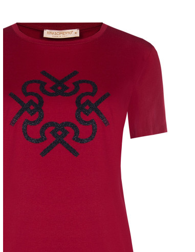 T-shirt regular en coton avec logo imprimé en relief Rinascimento
