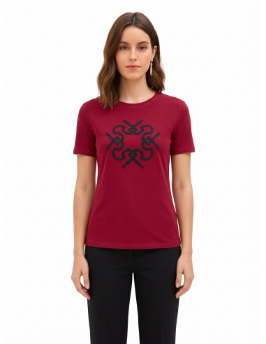 T-shirt regular en coton avec logo imprimé en relief Rinascimento