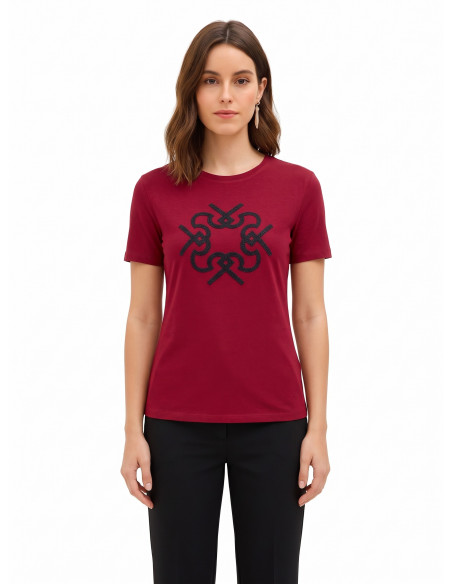 Regular T-shirt van katoen met reliëflogo Rinascimento