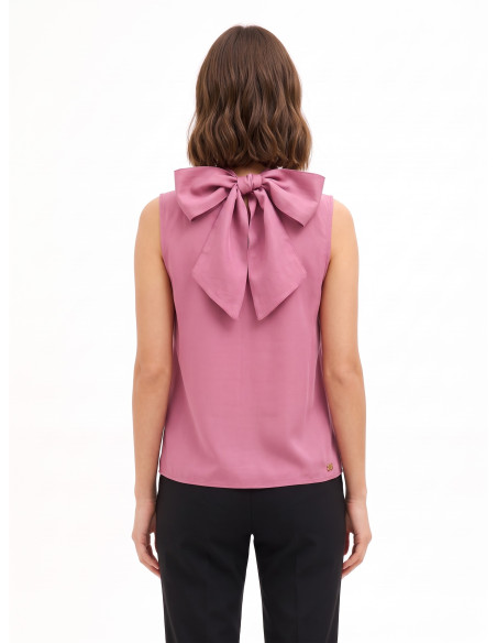 Blouse fluide en mélange de lyocell avec nœud dans le dos Rinascimento