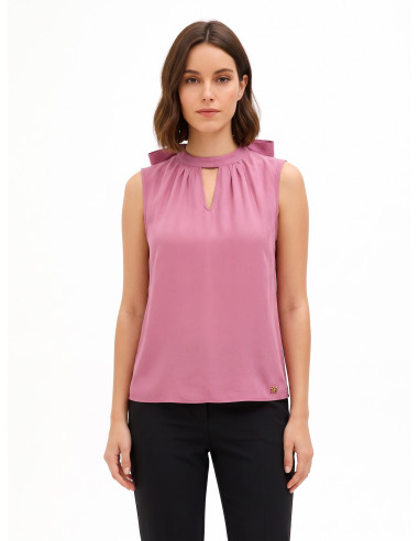 Blouse fluide en mélange de lyocell avec nœud dans le dos Rinascimento