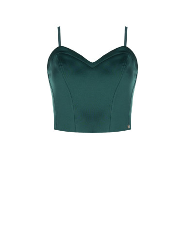 Crop top bustier en satin avec baleines Rinascimento