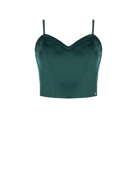 Crop top bustier en satin avec baleines Rinascimento