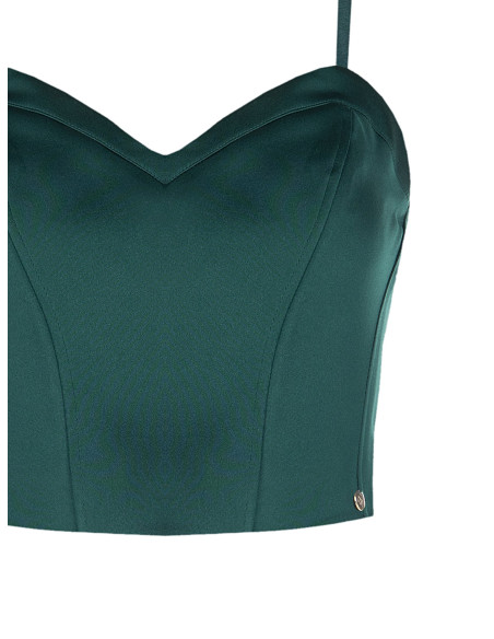 Bustier-croptop van satijn met baleinen Rinascimento