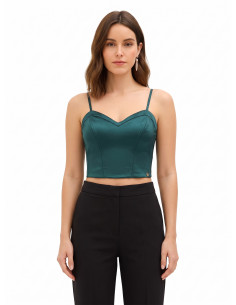Crop top bustier en satin avec baleines Rinascimento