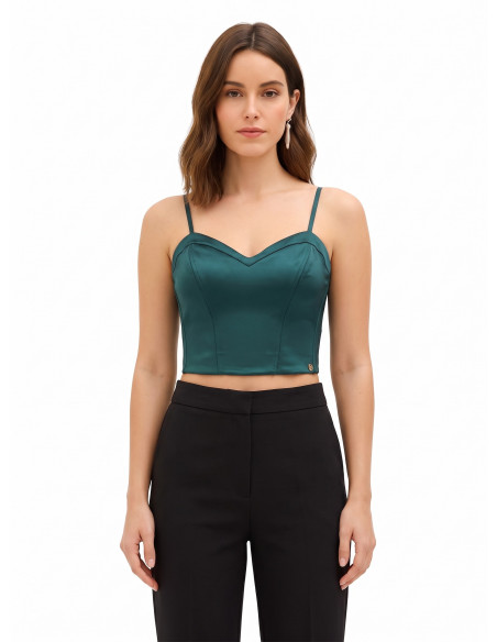 Bustier-croptop van satijn met baleinen Rinascimento