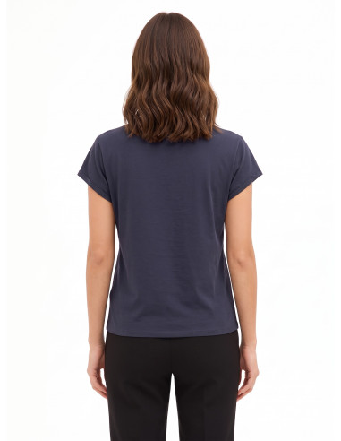 T-shirt regular en coton mélangé avec inscription « Dreamer » en chaîne fine Rinascimento