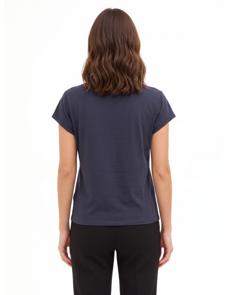 T-shirt regular en coton mélangé avec inscription « Dreamer » en chaîne fine Rinascimento