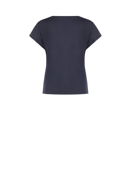 T-shirt regular en coton mélangé avec inscription « Dreamer » en chaîne fine Rinascimento