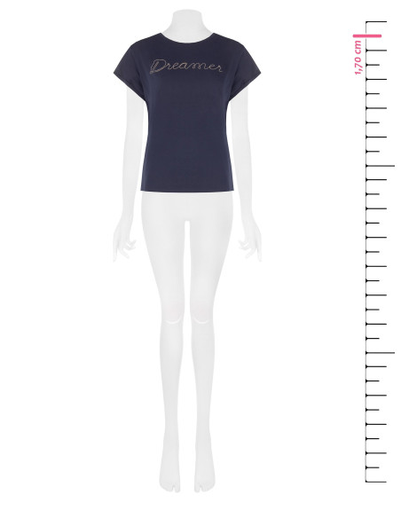 Regular T-shirt van katoenmix met de tekst ‘Dreamer’ in een fijne ketting Rinascimento